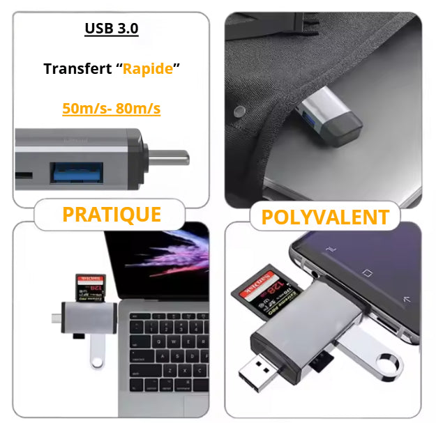 Adaptateur USB-C 3.0 OTG compatible Iphone/Android/PC